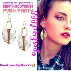 .::GoddessWear::.Boho Artisan Oval Hammered Mixed Silver+Gold StatementE…